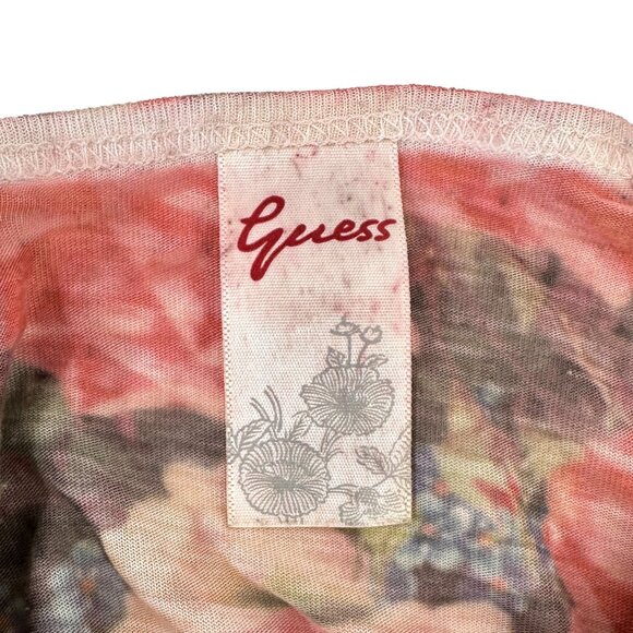 Y2K Vintage GUESS Red Purple Floral Rhinestone Long Sleeve Top sz XS - Picture 6 of 8